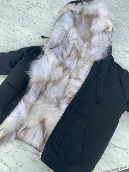 Fur Lined Hoodie in Black – MotherNation