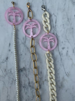 Gold Link & Pink Palm Sunglass & Mask Chain