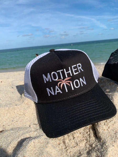 Mother Nation Trucker Hat in black and white