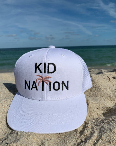 Kid Nation Trucker Hat in white
