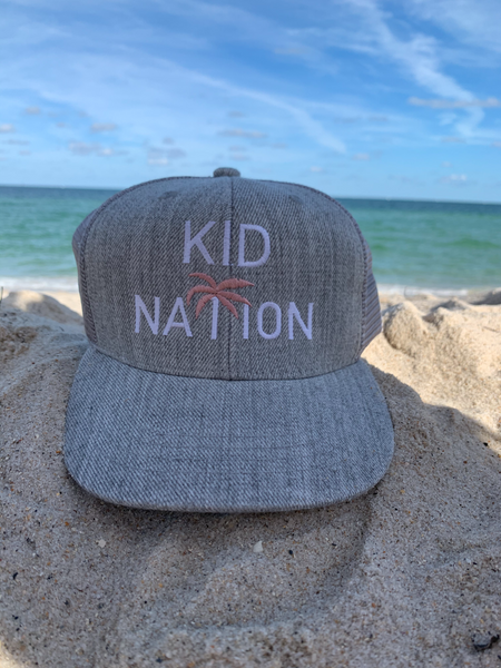 Kid Nation Trucker Hat in gray